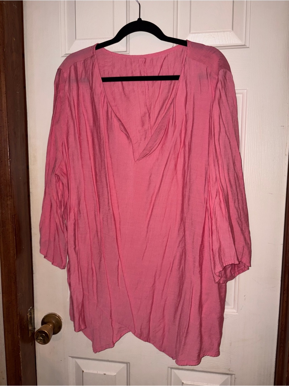 Casual Pink V-Neck Women’s Tunic Top
